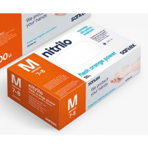 GUANTE NITRILO FLASH - NARANJA o NEGRO - CAJA 50U - Imagen 2